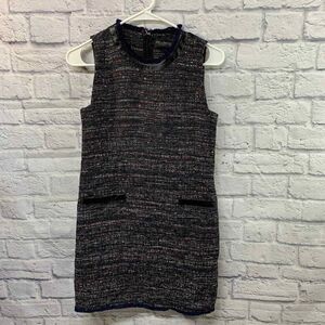 Rachel Zoe Dress Womens 2 Sleeveless Multicolor Tweed Faux‎ Leather Trim